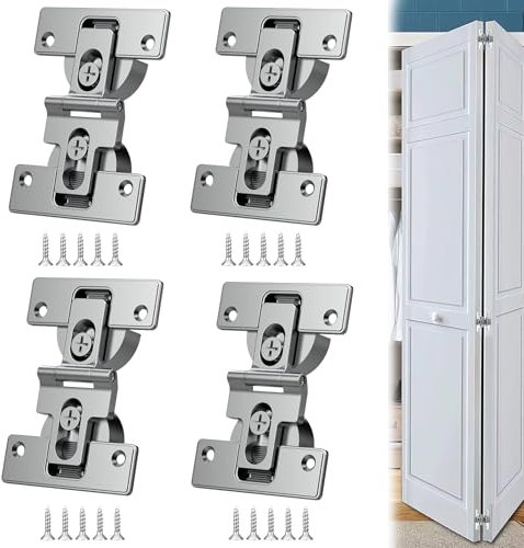 Pisman 180 Grad verstellbares Falttürscharnier mit Schrauben, Scharnier-Kombination für Schranktür und Falttür, Innentürscharniere (4)