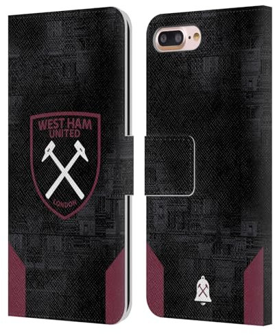 Head Case Designs Officially Licensed West Ham United FC Away 2024/25 Crest Kit Leather Wallet Case Compatible With Apple iPhone 7 Plus/iPhone 8 Plus