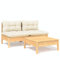 WEMYUFURN 3-TLG. Garten-Lounge-Set mit Creme Kissen Kiefernholz, Outdoor-Sitzgruppe, Terrassen-Lounge-Set, Garten-Couchgarnitur - Wetterbeständig, Komfortabel - für Terrasse, Garten und Balkon