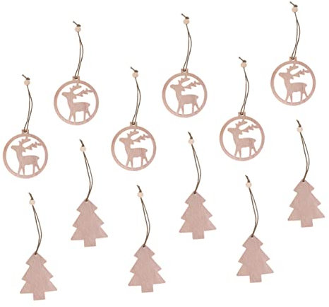 ULDIGI 24stücke Holz Weihnachtsbaum Anhänger Schneeflocke Form Hänge Deko Mit Seil Für Weihnachtsbaum Dekoration Und Geschenkverpackung