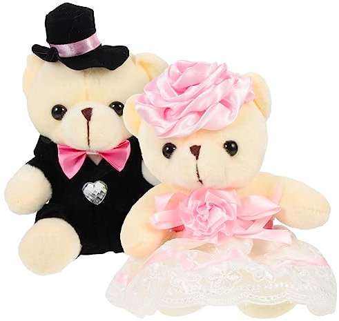 ifundom 2stücke Hochzeit Bär Dekoration Lebensechte Stofftier Bären Für Hochzeitsfeier Romantische Für Brautpaar Für Hochzeits Und Kinderdekoration