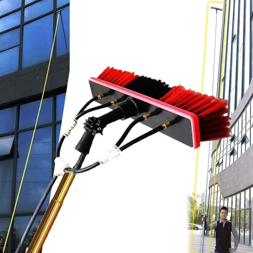 Dnowegas 20m(65.6ft) Water Fed Pole with 35cm(13.8) Brush water fed pole window cleaning system Perfect for cleaning solar panels, high windows, roofs, walls, conservatories, vehicles, boats