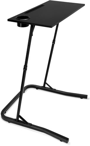 Bike Trainer Fitness Desk, Height Adjustable Indoor Walking Pad Treadmill Training Table Bicycle Training Platform, Portable Workstation Standing Desk with Cupholder, Tablet Holder, Towel Rack