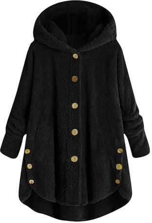 VDDTAGAM Sweat Femme à Capuche Pull Polaire Chaude Grande Taille Boutonnée Manteau Hiver Femme Bouton Polaire Couleur Uni Chaude Classique Pull Vintage Coat Mode Manteaux Automne Hiver Blouson