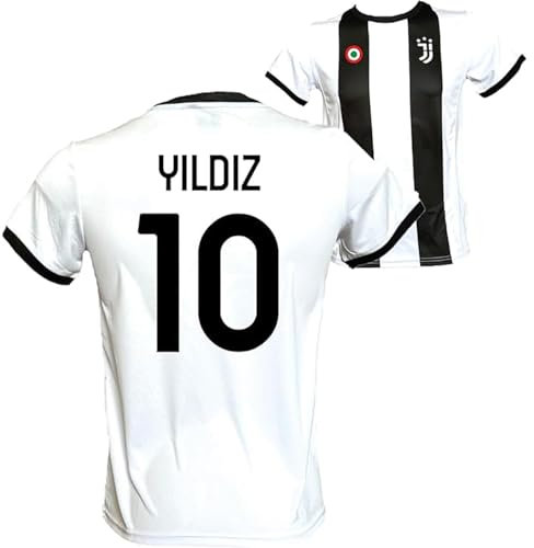 Maglia Yildiz 10 Calcio bianconera Stagione 2024/2025 Replica Autorizzata Taglie da Bambino e Adulto (IT, età, 8 Anni, Bianco, J u v e n t u s, Yildiz)