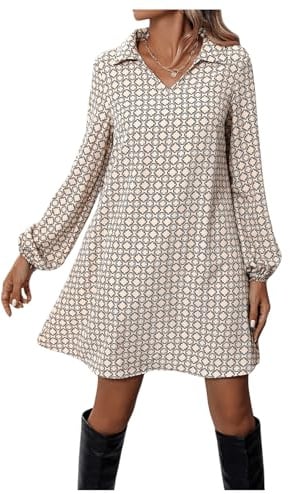 SweatyRocks Blusenkleid Damen Langarm Pulloverkleid Elegant Midikleid A Linien Kleid Herbst Kleid Mit Kragen Winterkleid Kurz