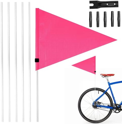 Fahrradflagge, Fahrradwimpel Kinder, Fahrrad-Sicherheitsflagge Mit 6 Stange, Verstellbare Fahrradfahne Wasserdicht Sicherheits Wimpel, Für Radzubehör Zur Fahrrad Fahne Kinder - 180cm Rosa