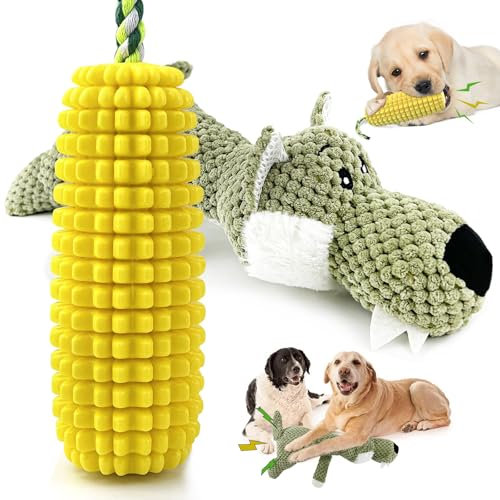 BITEFU 2 Stücksatz Hundespielzeug Set,Maiskolben Hundespielzeug unzerstörbar,für große Hunde,Aggressive Kauer,Plüsch-Kauspielzeug Der,Quietschend großer böser Wolf für kleine und mittlere Hunde