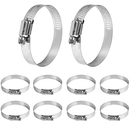 WEDEHE 5 Pcs Hose Clips, Adjustable Large Hose Clamp 304 Stainless Steel, 51-70mm Range Pipe Clips, Tube Clamp for Pool, Pond and Garden