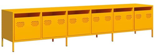 vidaXL Mobile TV Giallo Senape 202x39x43,5cm Acciaio Laminato a Freddo, Supporto TV, Mobile HiFi, consolle TV, credenza TV