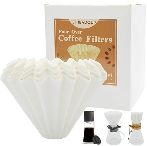 Pour Over Coffee Paper Filters 100 Count, Designed for Stagg XF, Kalita 185, Brumate & Chemex 6-Cup Pour Over Brewers, White Disposbale Coffee Filters Large Cone Shape Dripper Accessories