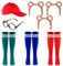 8 Stück Streifenhörnchen Kostüme Set, Chipmunks Kostüm Set 3 Streifenhörnchen Ohren Stirnband 3 Paar Kniestrümpfe Streifen Socken 1 Schwarze Runde Brillenrahmen 1 Rote Cap Tierkostüm Zubehör