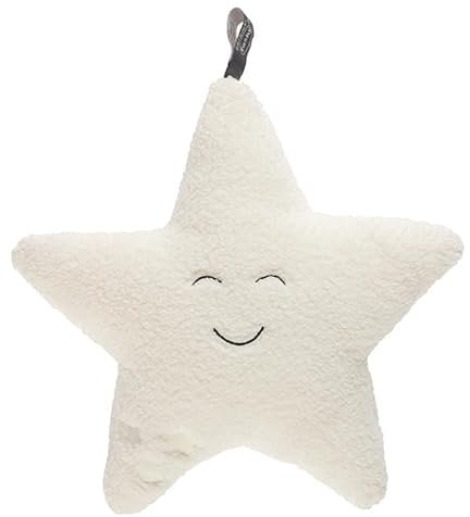 Fashy Wärmekissen Stern, Flauschbezug abnehmbar, waschbar. Innenbezug aus Baumwolle mit Kirschkernfüllung. Mit Stickerei, die im Dunkeln leuchtet