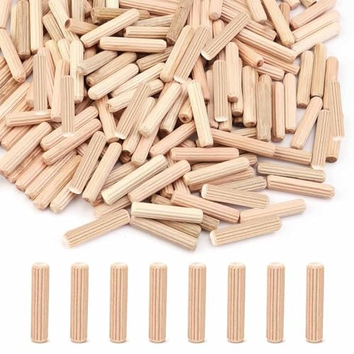 Lot de 500 chevilles en bois rainurées 6 mm pour meubles et projets d'artisanat