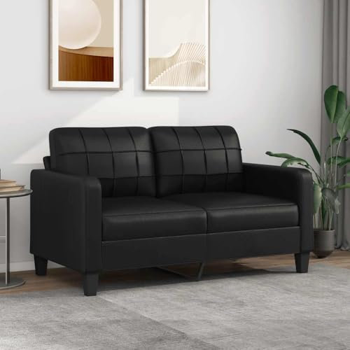 Emmtore Sofa,Couch für Wohnzimmer,Polstersofa mit Metallgestell, Loungesofa Wohnzimmersofa Wohnzimmermöbel,Kunstleder Sofa,Schwarz,140 cm