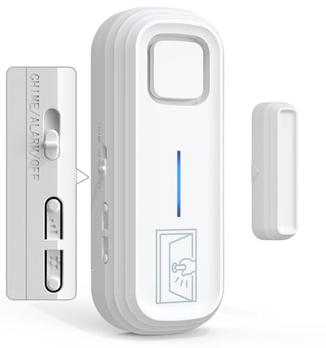 SANJIE Door Alarms When Opened with Instant & Delayed Alerts 1 PACK | Instant & Delayed Alerts 30s/1min/2min/4min,Door Alarm Sensor Chime 2-in-1 Alarms/Chimes for Home
