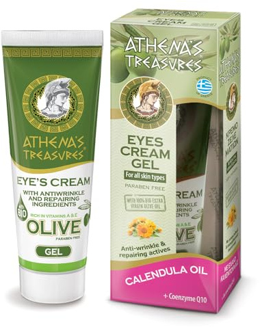 Pharmaid Athena's Treasures Anti-Falten Augencreme-Gel, mit Bio-Olivenöl, Vitamin A & E, Calendula Öl, Coenzym Q10, 30 ml