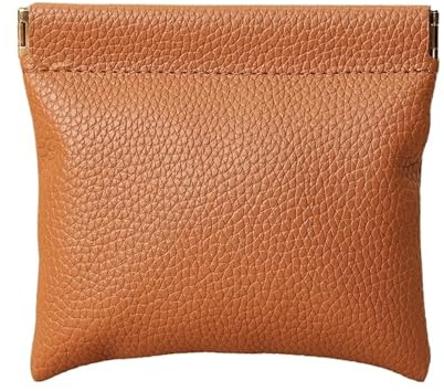 DHYUACN Münztasche 2 Stück selbstschließende Leder-Mini-Kurzbrieftasche for Damen und Herren, kleine Geld-Schlüssel-Ohrhörer, Kreditkartenhalter, Brillen-Aufbewahrungstasche(S Brown)