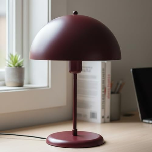 bamyum Lipeo Retro, Tischlampe mit Kabel, Nachttischlampe, Wohnzimmer, Vintage Tischleuchte Burgunderrot