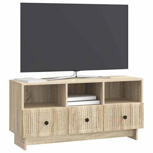 vidaXL TV-Schränk Sonoma-Eiche 102 x 34,5 x 50 cm Holzwerkstoff, Wohnzimmermöbel, Vintage-Media-Konsole, rechteckiger TV-Unterschrank, viel Stauraum, praktischer Sideboard