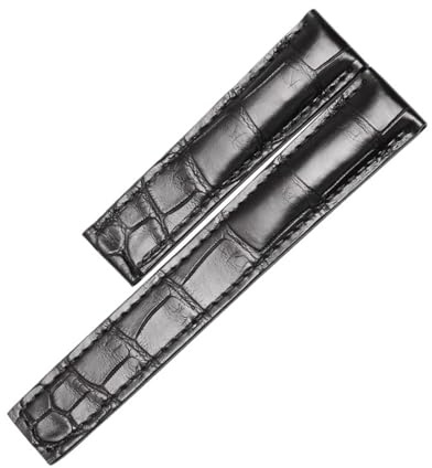 HCBBCEW Kompatibel mit CARL F. BUCHERER MANERO PATRAVI ALLIGATOR-LEDER-UHRENARMBAND(BLACK,20mm)
