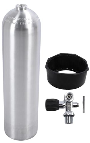 Mavaol Tanque de Buceo de 12 L Cilindro de Buceo portátil de Alta presión Pulido Fino de aleación de Aluminio Profesional con Conector de válvula y Base