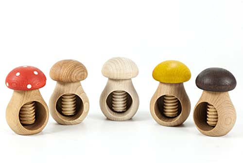 Holzfee 5 Stück Nussknacker Pilz Öko Design Nussschraube Set 5-teilig