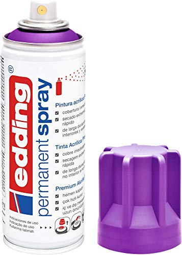 edding 5200 spray permanente - arándano mate - 200 ml - pintura acrílica para pintar y decorar vidrio, metal, madera, cerámica, plástico, lienzo - aerosol, spray acrílico, spray de pintura
