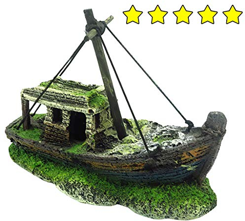 Aquarium Aquaristik Schiff Deko Schiffswrack Höhle Dekorationen Kunstharz Wasser Ornament Boot Landschaftsbau Piratenschiff Thematisch Landschaft Piratenschiff Wrack Schiff Dekor Harz (12.5x6x10cm)