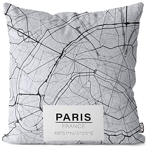 VOID Paris Karte Kissenbezug Kissenhülle Sofakissen Kissen Deko Outdoor-Kissen Dekokissen, Kissen Größe:60 x 60 cm
