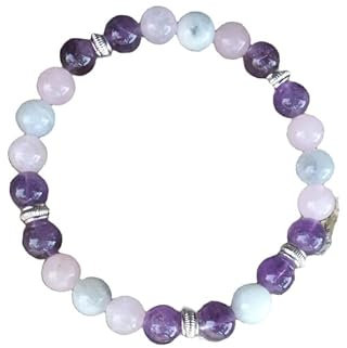Bracelet apaisement en pierres naturelles de quartz rose, améthyste et pierre de lune