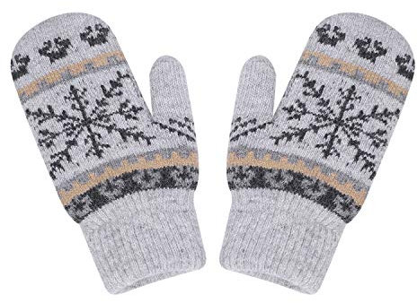 Handschuhe Damen Fäustlinge Schneeflocke warm Winterhandschuhe weich Strick Strickhandschuhe mit Fleecefutter Zopfmuster Dicke Damenhandschuhe Fahrradschuhe Gloves Laufen Outdoor Camping Fahrrad