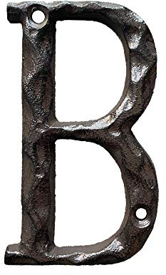 5 Inch House Letters, Rustic Cast Iron Metal Home Address Number & Letters/Unique Hammered Look, Letter B