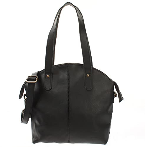 LECONI Shopper Schultertasche Damen Handtasche Ledertasche Natur Henkeltasche aus Leder Damentasche 33x30x10cm schwarz LE0060-wax