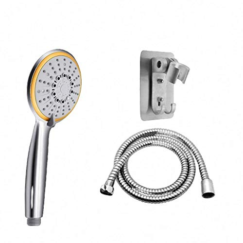 Wasserspar duschkopf Set 3 Funktion Spray Chrom Handbrause Kopf Brause-Wand-Set mit Schlauch und Brausenhalter Wasserspardusche Sprayer Duschkopf regendusche (Color : Golden-Set)