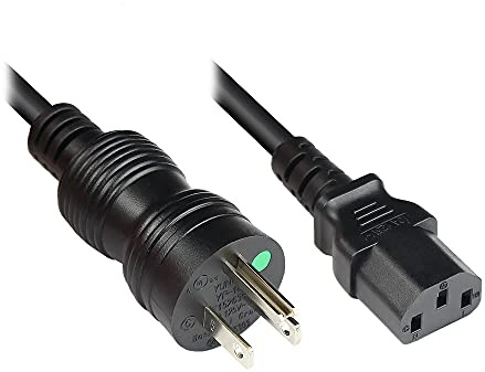 Netzkabel Amerika/USA Netz-Stecker Typ B (NEMA 5-15P) Hospital Grade an Kaltgerätebuchse C13 (gerade) - UL/CSA - AWG18 - schwarz - 3 m
