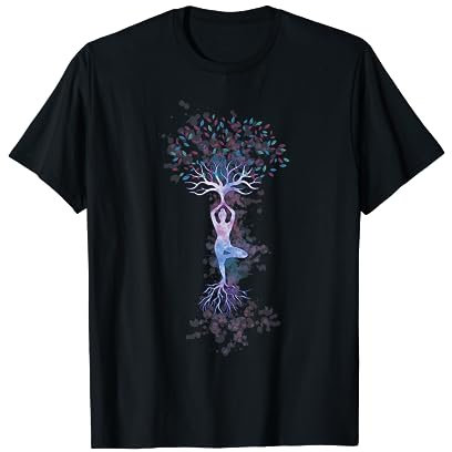 Sport Gymnastik Yoga farbenfroher Lebensbaum T-Shirt