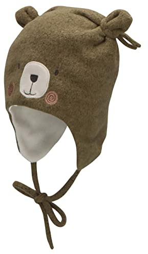 Sterntaler Baby Jungen Mütze - Baby Mütze, Kappe für Kinder - aus Strickfleece mit Ohren und Bindeband - dunkelgrün, 49