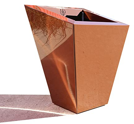 InterLock Pot de Fleurs en Aluminium-Composite, Couleur (Chocolat Brillant), Pan coupé évasé, Dimensions au Sol 20x20 cm Hauteur 50-45-40 cm Fabrication française by