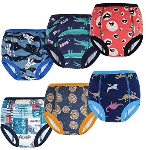 MOEMOE BABY Potty Training Pants Boys Girls, 6 Packs Yellow, Size 2-6 Years, Unisex, Leakproof, Absorbent, Cotton, Machine Wash