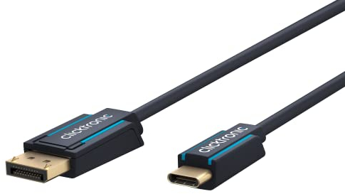 Clicktronic USB-C Stecker auf DisplayPort Adapterkabel / 4K@60Hz (2160p) / 2-fach Schirmung/vergoldete Kontakte/USB-C auf DP Kabel für Laptop zu Monitor, 1m