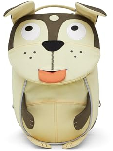 Affenzahn Kleiner Freund Kindergarten-Rucksack für 1-3 Jährige Ergonomisch Reflektierend Ziehzunge mit Namensschild Tonie Hund - Braun