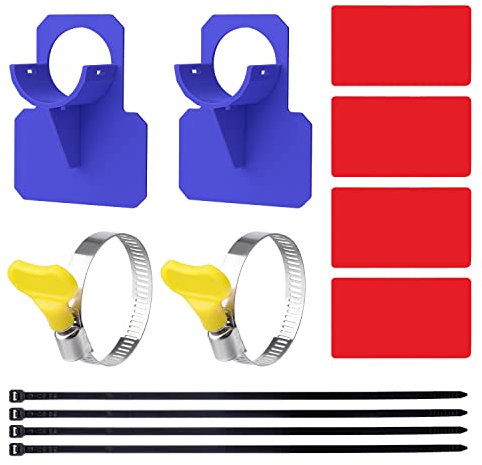 AIEX Swimming Pool Pipe Holder Set, Swimming Pool Pipe Hose Holder Above Ground Pool Accessories Holder Hose Support Brackets with Clamps, Preventing Pipes Sagging (Blue)