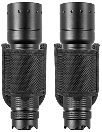 Flashlight Holster for Duty Belt, 2 Pack D Cell Open Top Compact Light Holder Case, Nylon Light Holster Pouch UIInosoo Carry Tactical Torch Handheld Flashlight