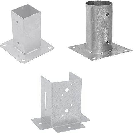 BRESKO Aufschraubhülse Pfostenträger Pfostenschuh Bodenhülse Stützenfuß Hülse Feuerverzinkt (Rund: Ø 81 mm)