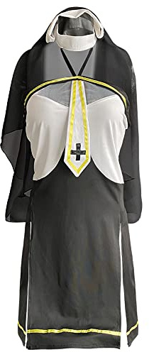 SINMIUANIME Damen Dessous Uniform Damen Dessous Kreuzkragen Sexy Quaste Schwarz Weiß Nonne Cosplay Dessous Anzug (2723Black White), Einheitsgröße