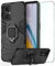 DERHAN Cover per OPPO Reno 8 Lite con Vetro Temperato, Custodia Protettiva Resistente Antiurto Robusta Case con Supporto Magnetico Rotante a 360° - Nero