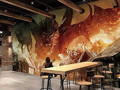Hobbit Drache Benutzerdefiniert Wohnzimmer Fototapete 3D-Wandbild Tapete Wandtapete 3D-TV-Hintergrundbild-300cm×210cm