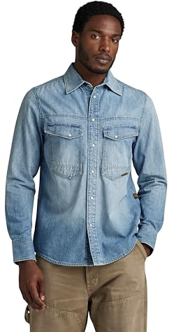 G-Star RAW Herren Dakota Regular Hemd, Blau (Sun Faded Thames D23006-D539-G341), XL
