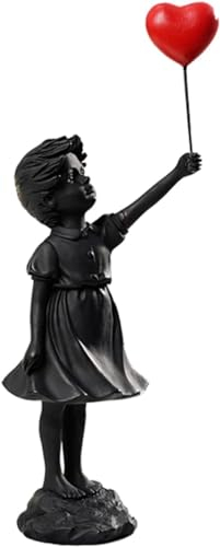 CHEYLIZI Statua di bambina con palloncino volante, decorazione per la casa scultura arte moderna, statuetta in resina ornamento artigianale ne